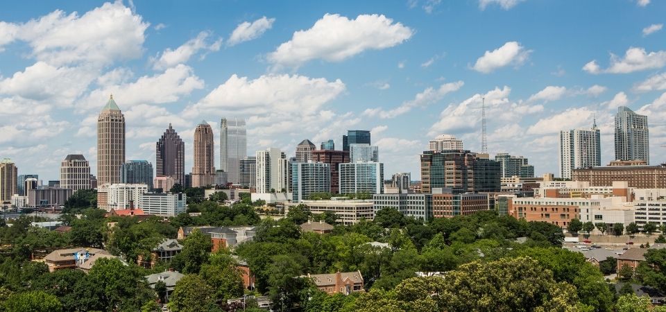 Atlanta skyline with Georgia tech's campus in the foreground