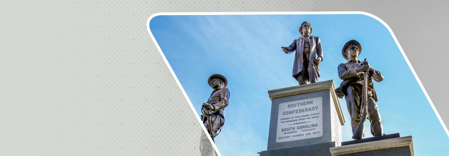 Confederate monument with Jefferson Davis on the Texas capitol grounds in Austin Texas on public land.