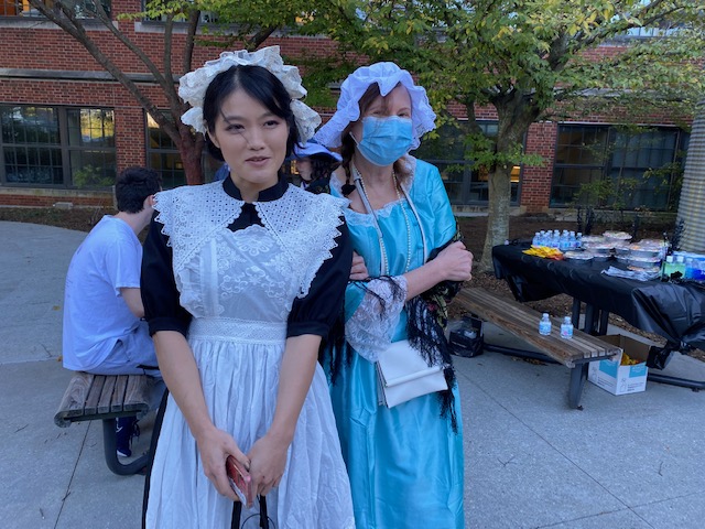 Ph.D. student Elise Li Zheng and friend dressed up at the HCON historical costume party