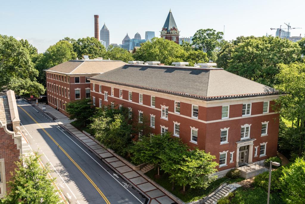 aerial view of the Savant building and tech tower