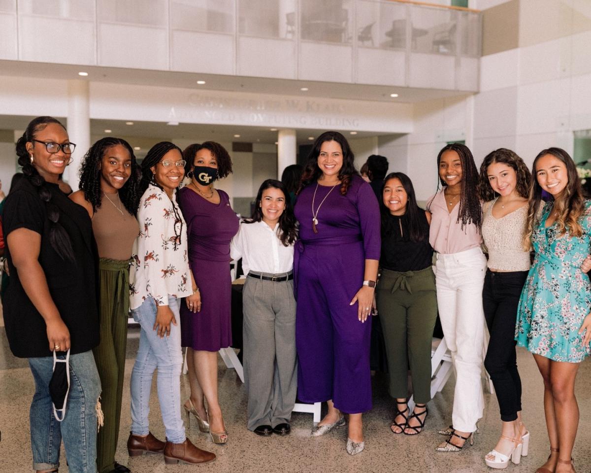 Sybrina with the OMED Women of Color Initiative (WOCI) student ambassadors and the Assistant director of Retention Initiatives, Denise Ocasio Thomas
