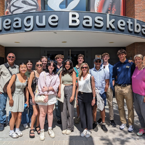 Regents’ Entrepreneur Kirk Bowman led Georgia Tech students on a visit to EuroLeague Basketball Headquarters in Barcelona. 